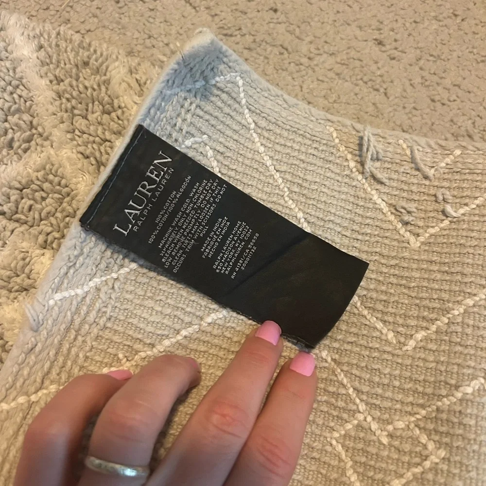 Lauren Ralph Lauren Grey and White Bath Mat